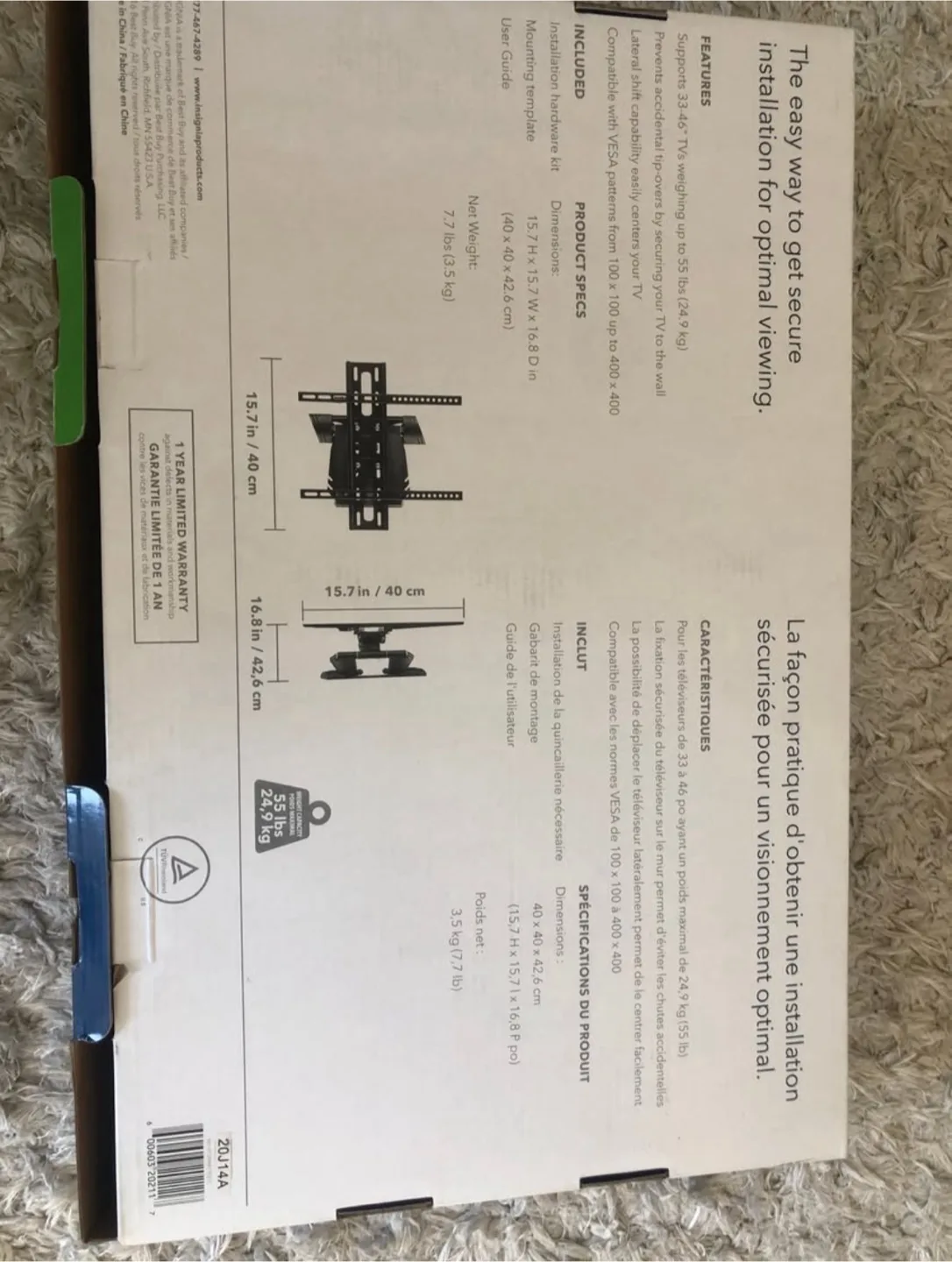 Insignia TV Wall Mount 33-46 inch - Full Motion image indicator(3)