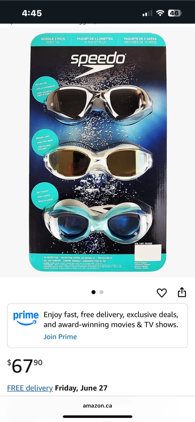 Speedo Goggle 3 Pack - Ages 14+ thumbnail