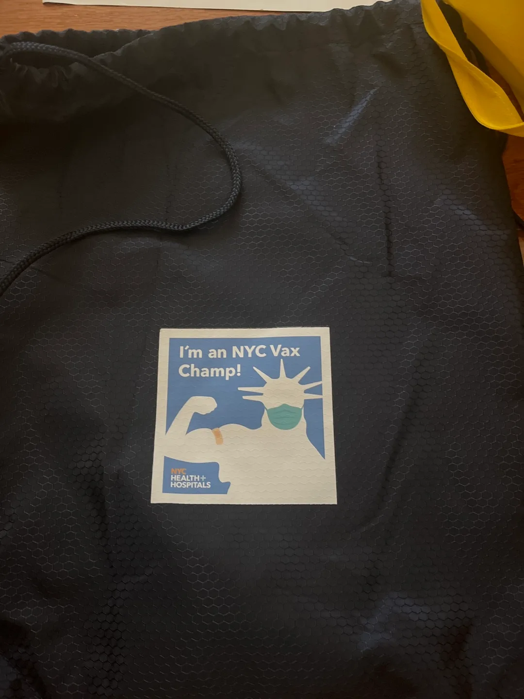 #Freecycle NYC Vax Champ Drawstring Bag thumbnail
