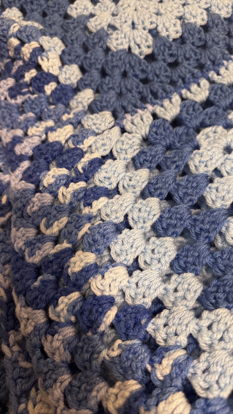 Handmade Blue crochet Square Blanket - photo 4