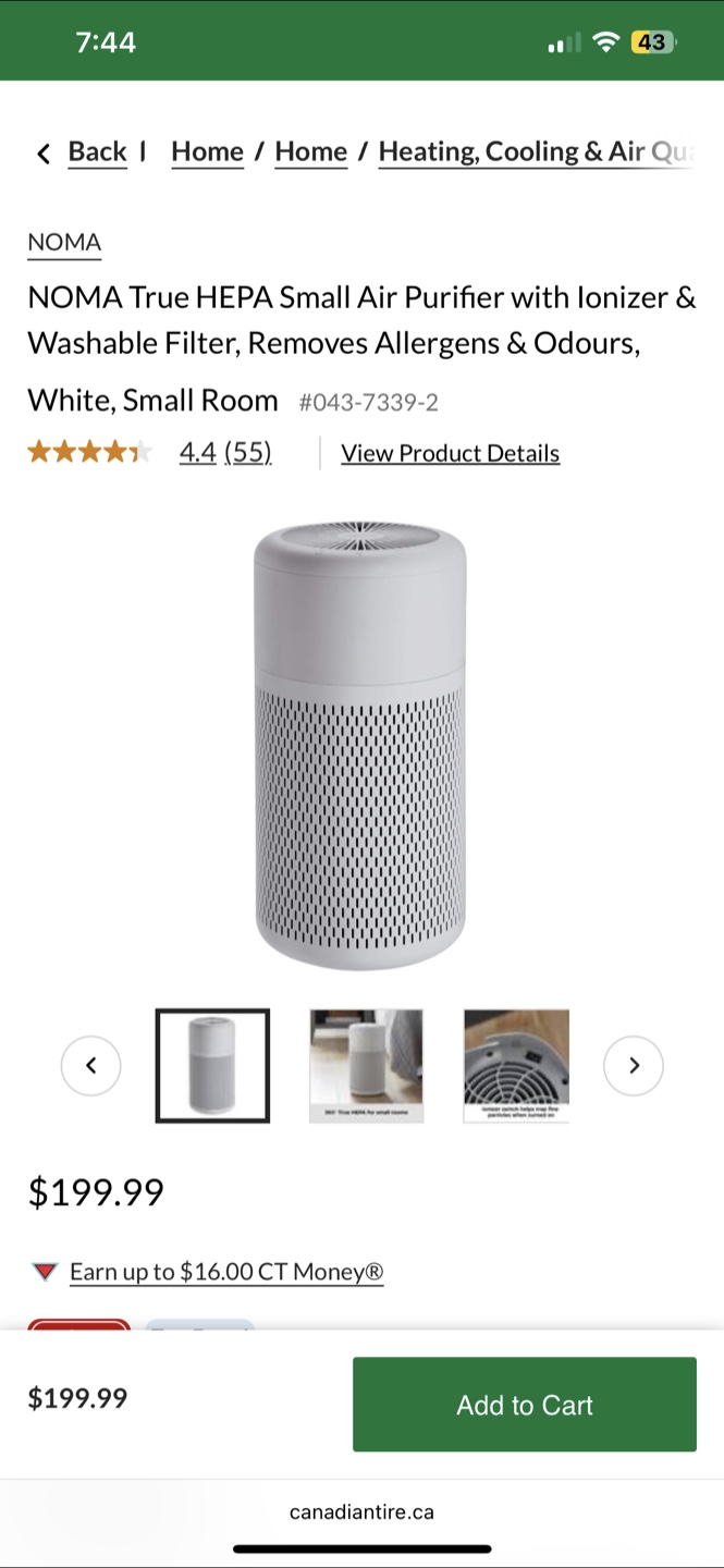 NOMA True HEPA Small Air Purifier washable filter - White - photo 4