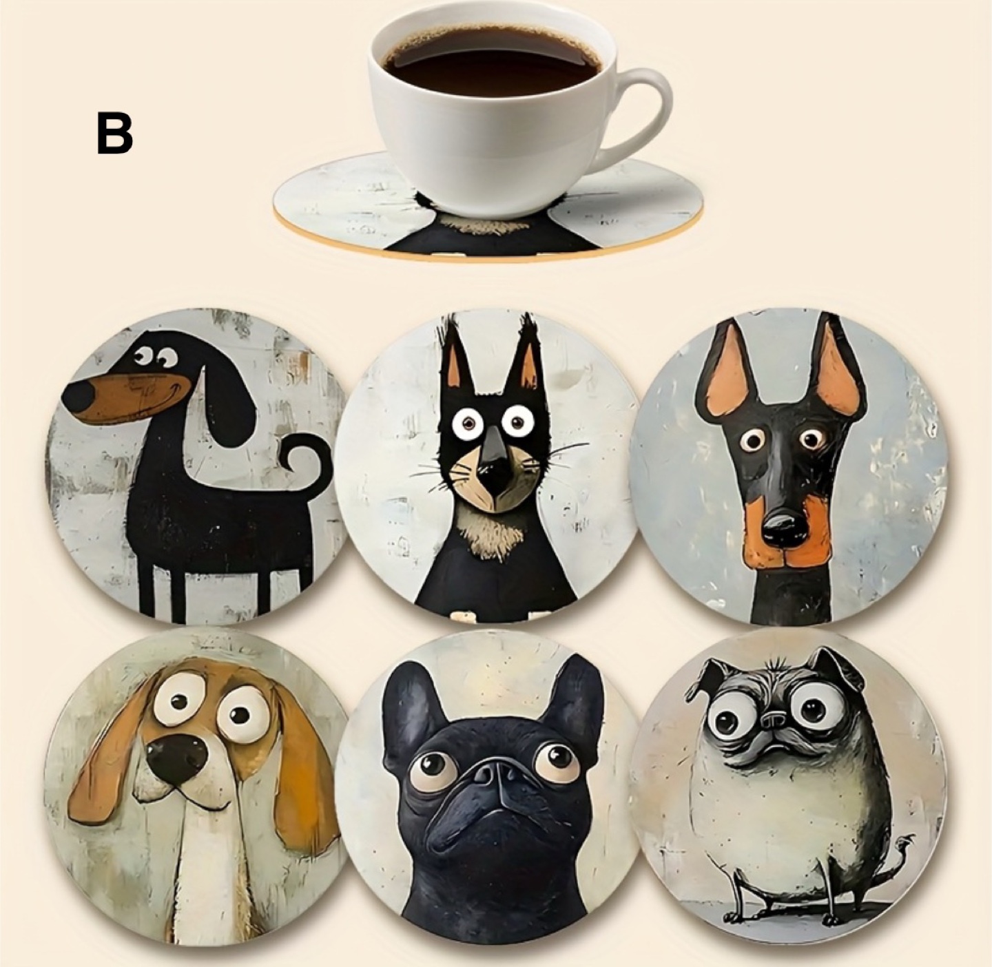 Brand New Set of 6 Wooden Dog/Cat Coasters - photo 2