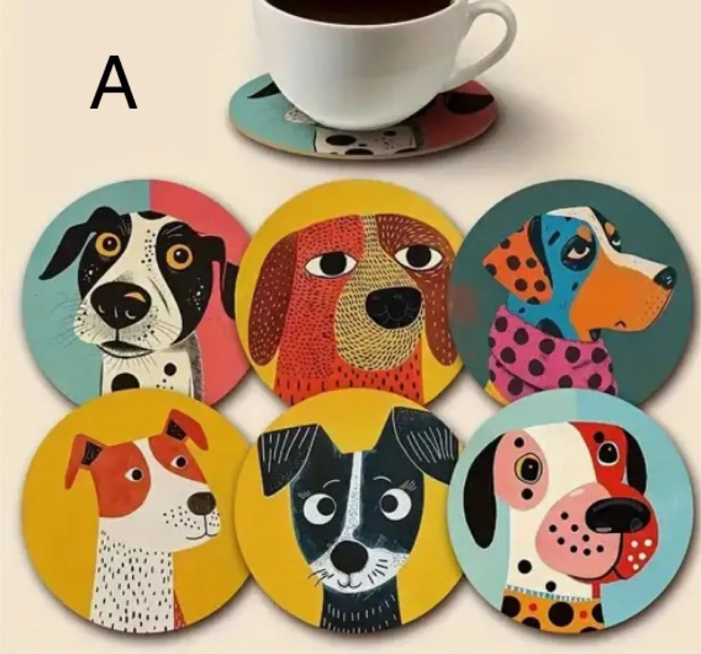 Brand New Set of 6 Wooden Dog/Cat Coasters thumbnail