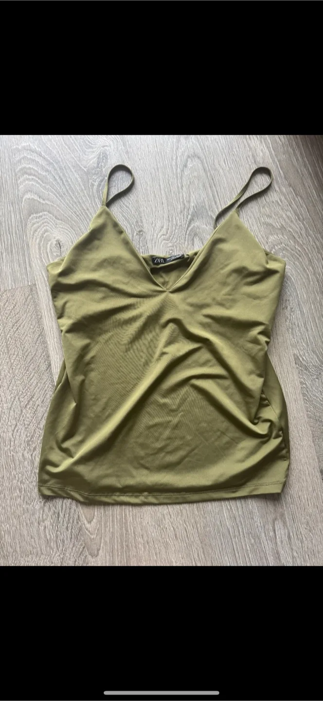 Zara Olive Green Cami Top - Size L thumbnail