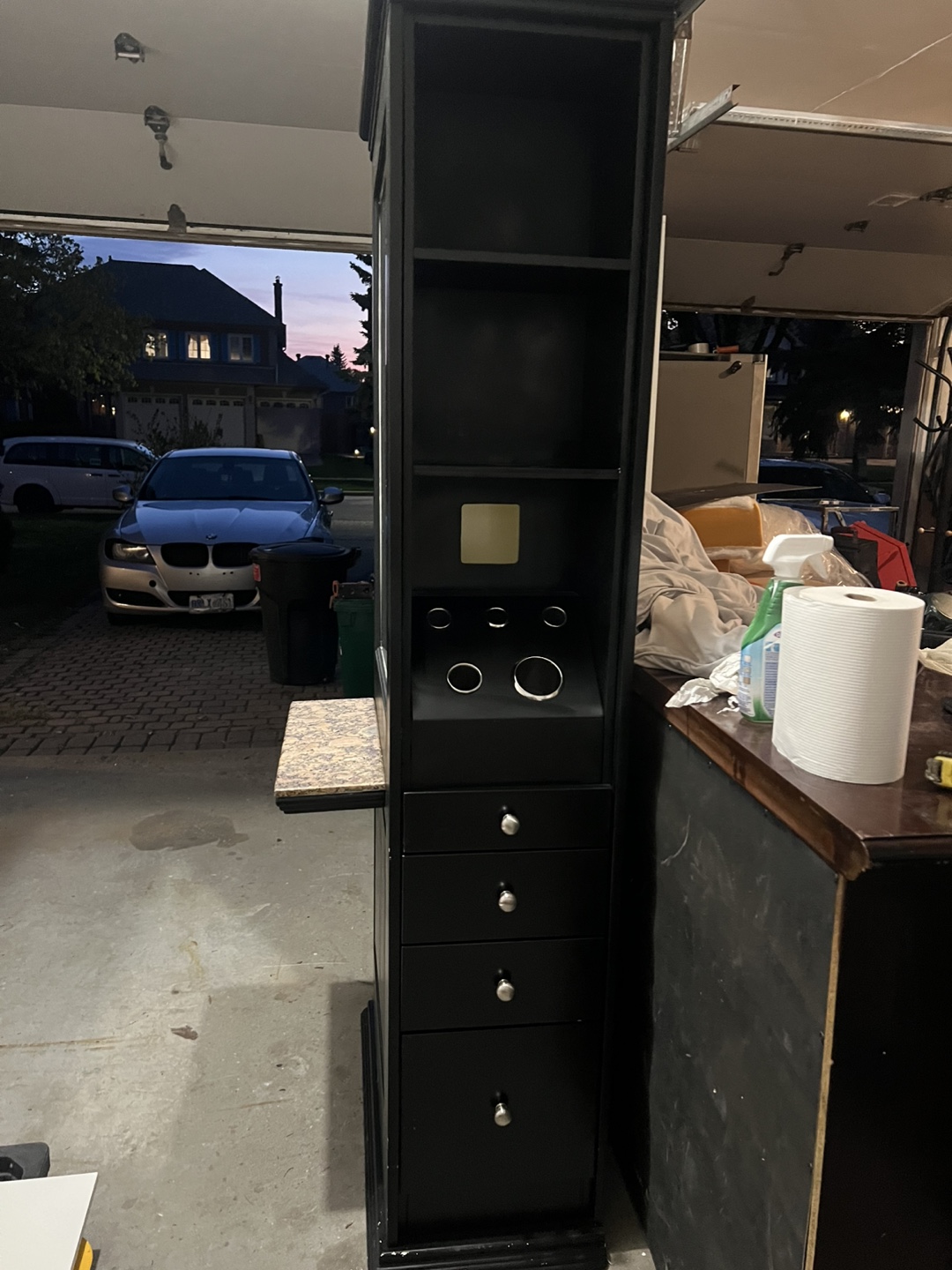Black Vanity Tower with Mirror and Storage - photo 3