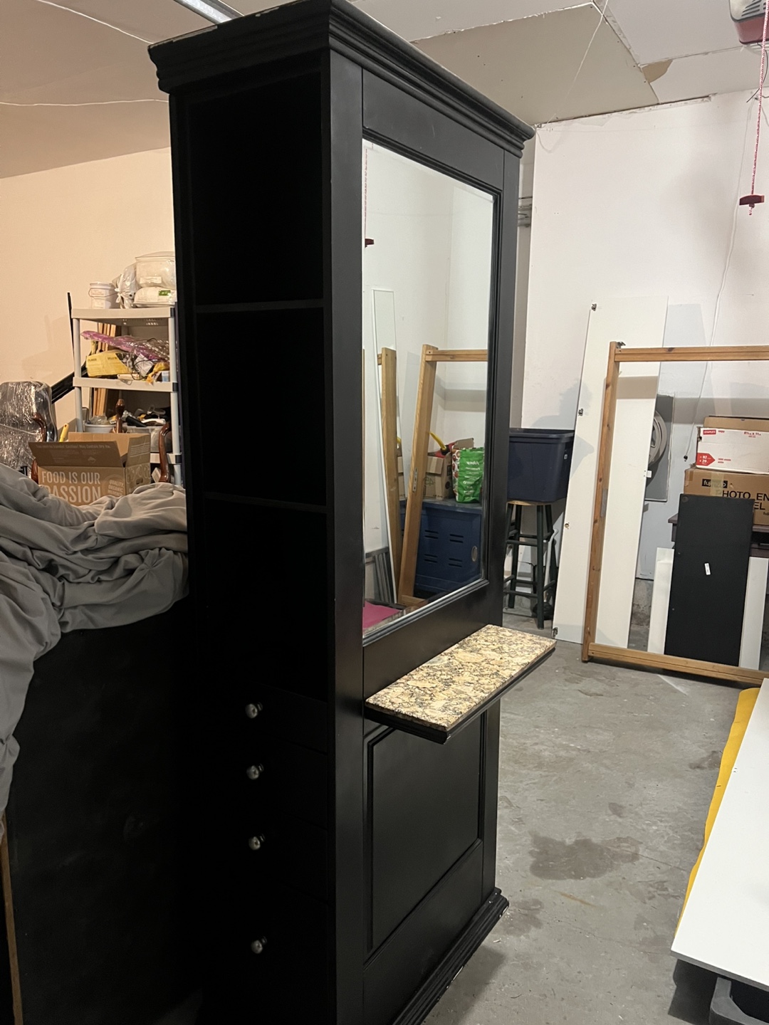 Black Vanity Tower with Mirror and Storage - photo 4
