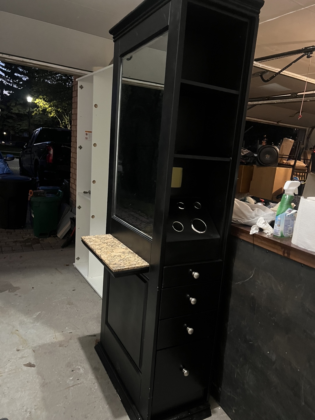 Black Vanity Tower with Mirror and Storage - photo 5