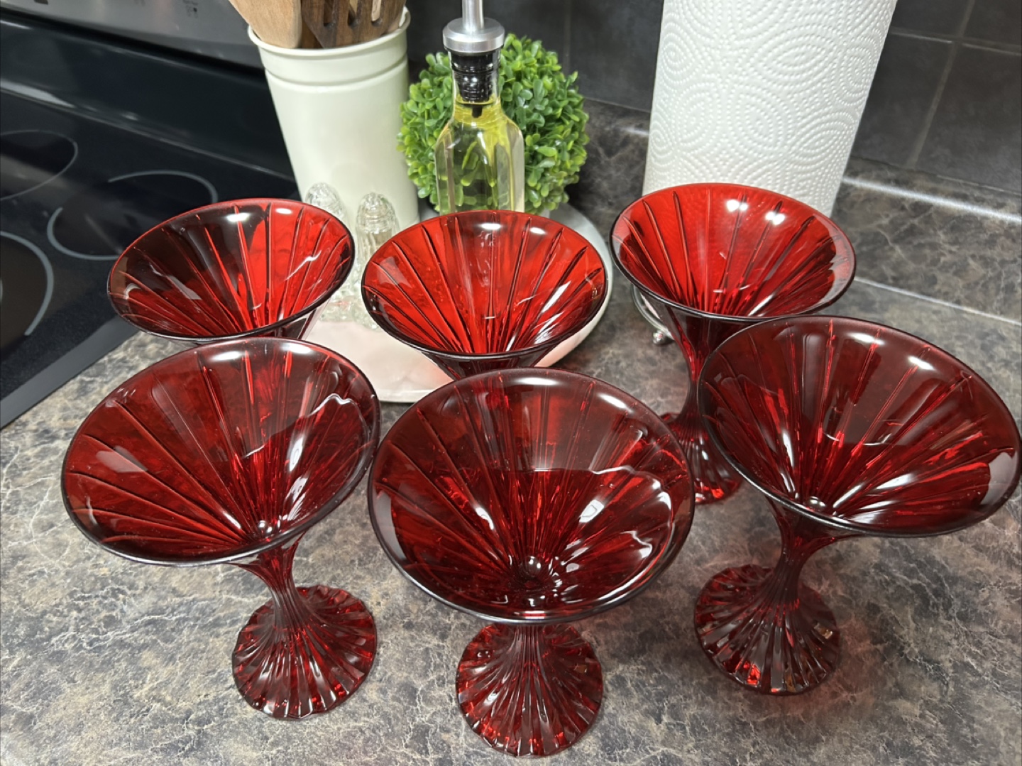 Mikasa PARK LANE RED Martini Glasses SET OF SIX Ruby Glass - photo 2
