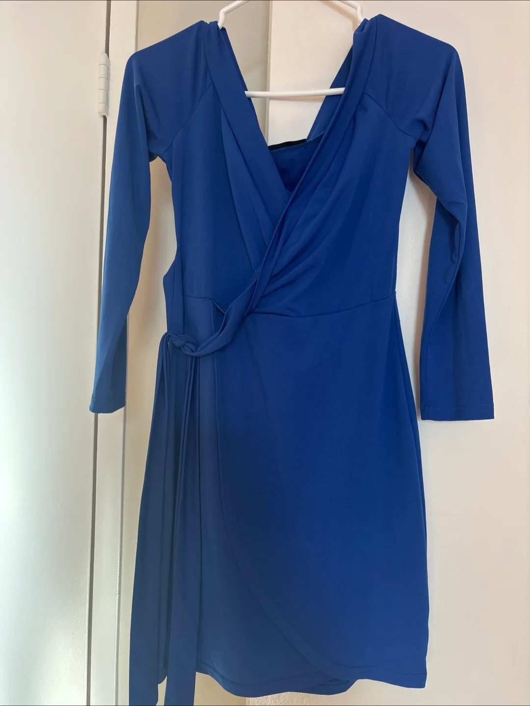 Blue Long Sleeve Wrap Dress thumbnail
