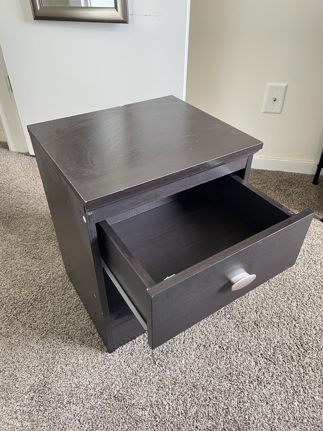 Dark Brown Nightstand with Drawer