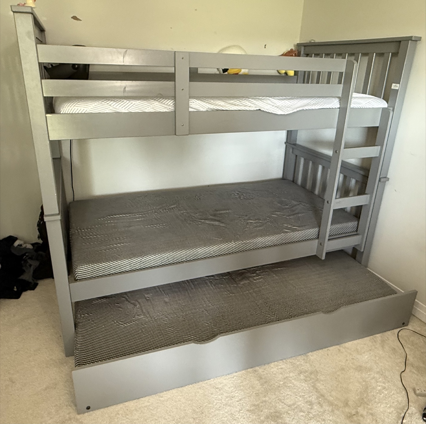 Grey Wooden Twin Bunk Bed with Trundle - photo 3