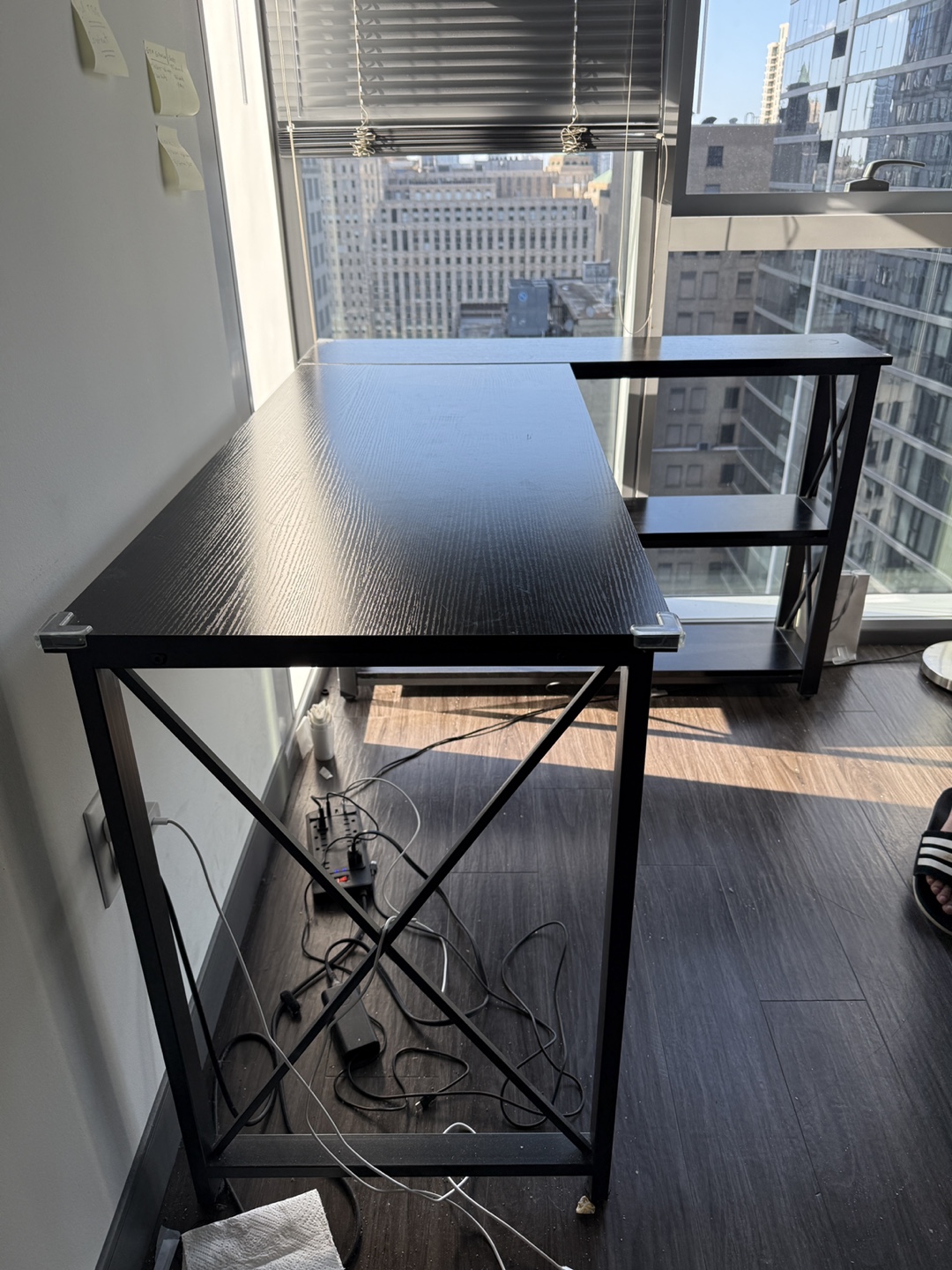 Black L-Shaped Corner Desk with Shelves - photo 2