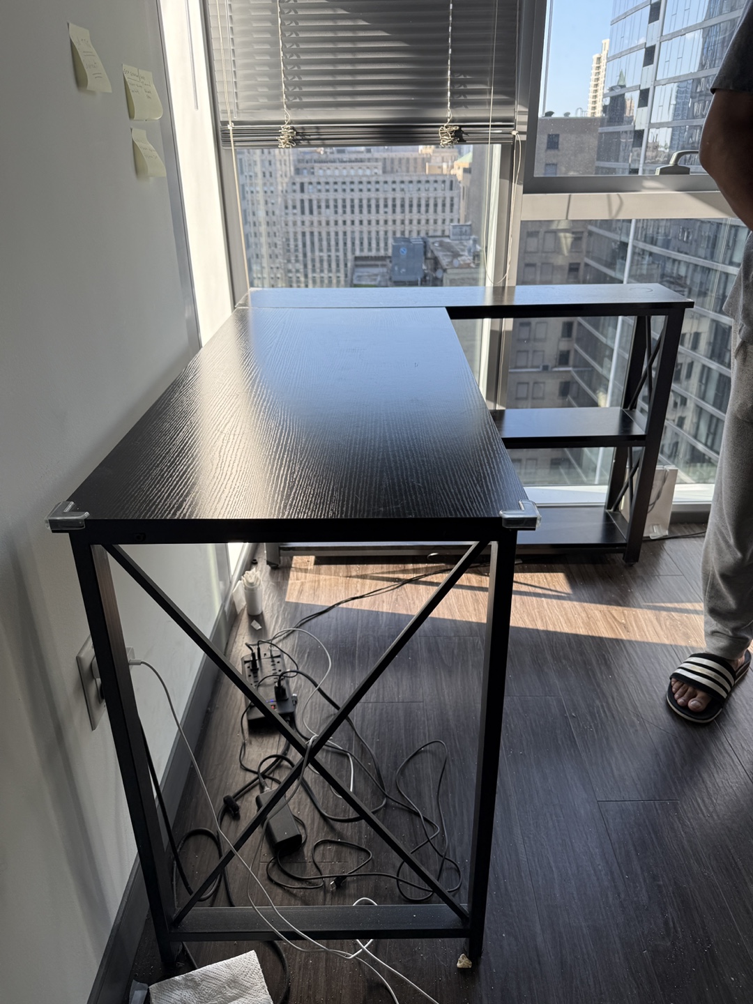 Black L-Shaped Corner Desk with Shelves - photo 3