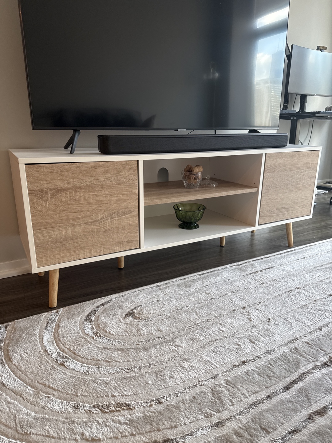 Modern TV Stand - White & Wood