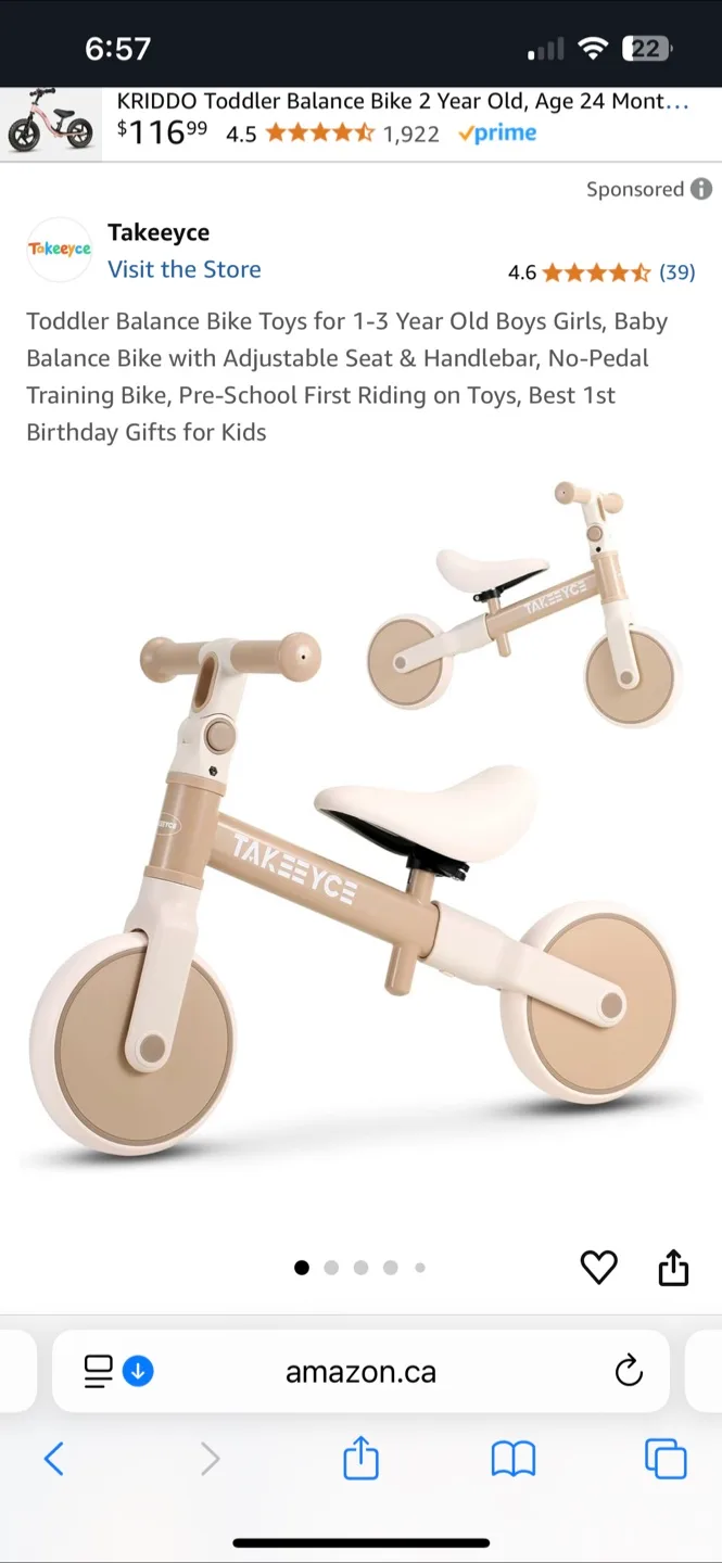 Takeeyce Toddler Balance Bike - New in Box! thumbnail