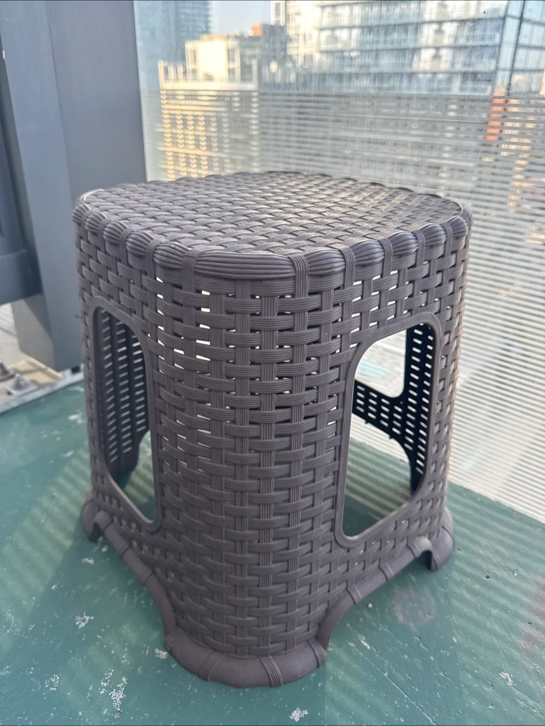 Brown Wicker-Style Stool thumbnail