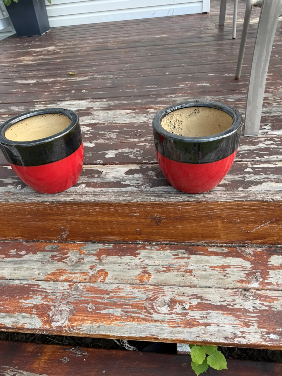 Two Ceramic Flower Pots - Red & Black thumbnail