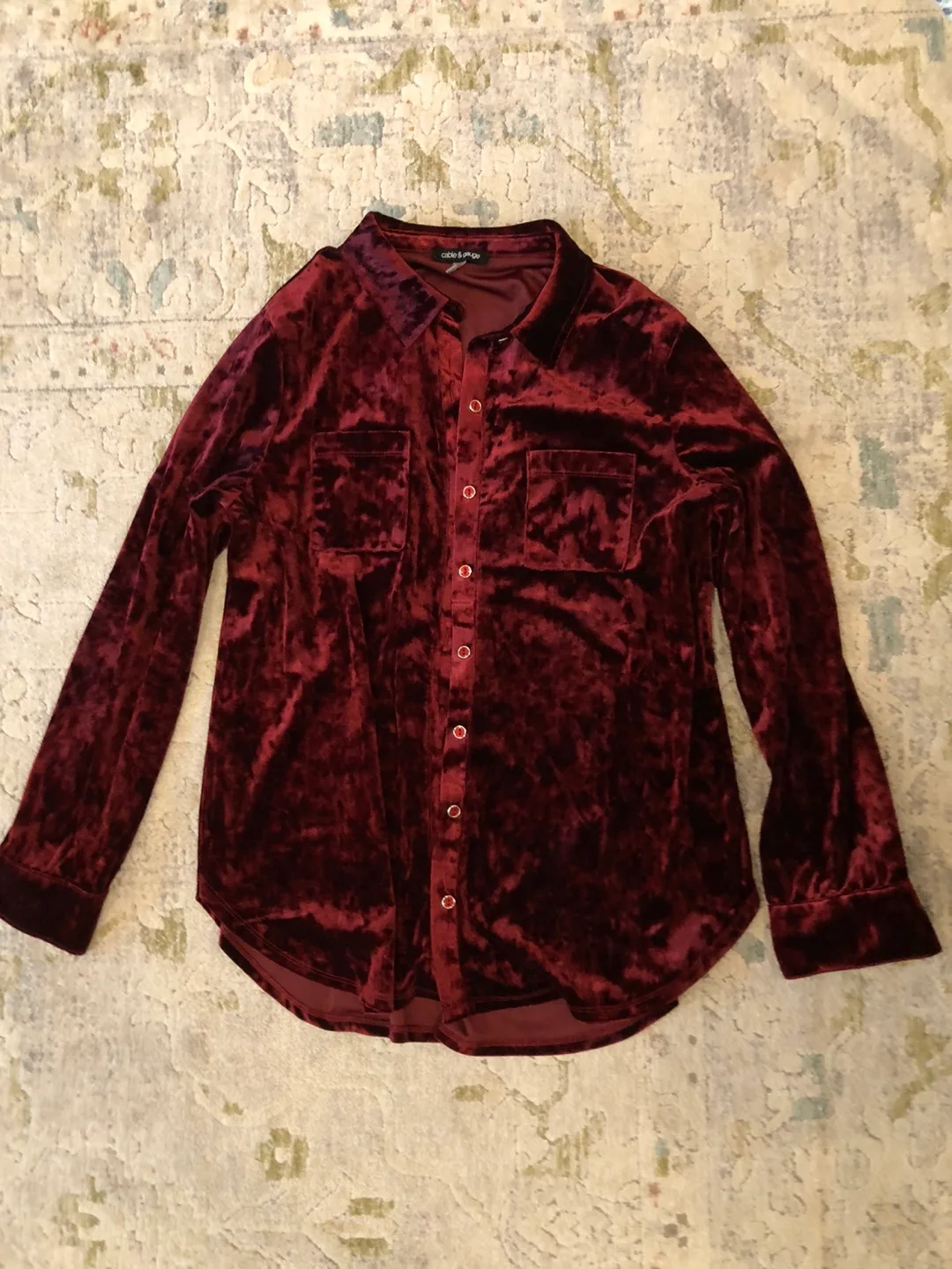 Cable & Gauge Velvet Button-Up - Size L thumbnail