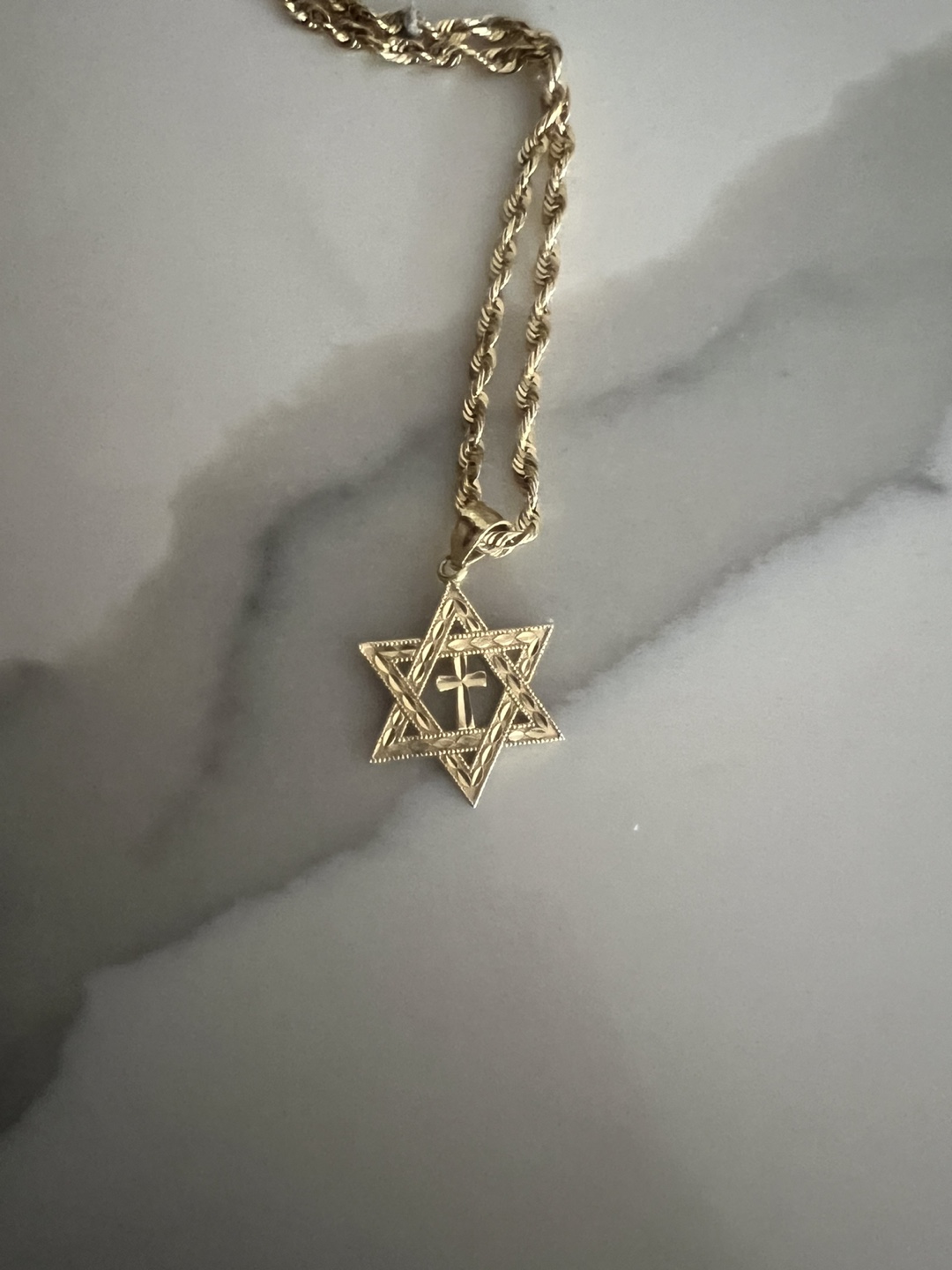 Gold Star of David Pendant 14K Gold