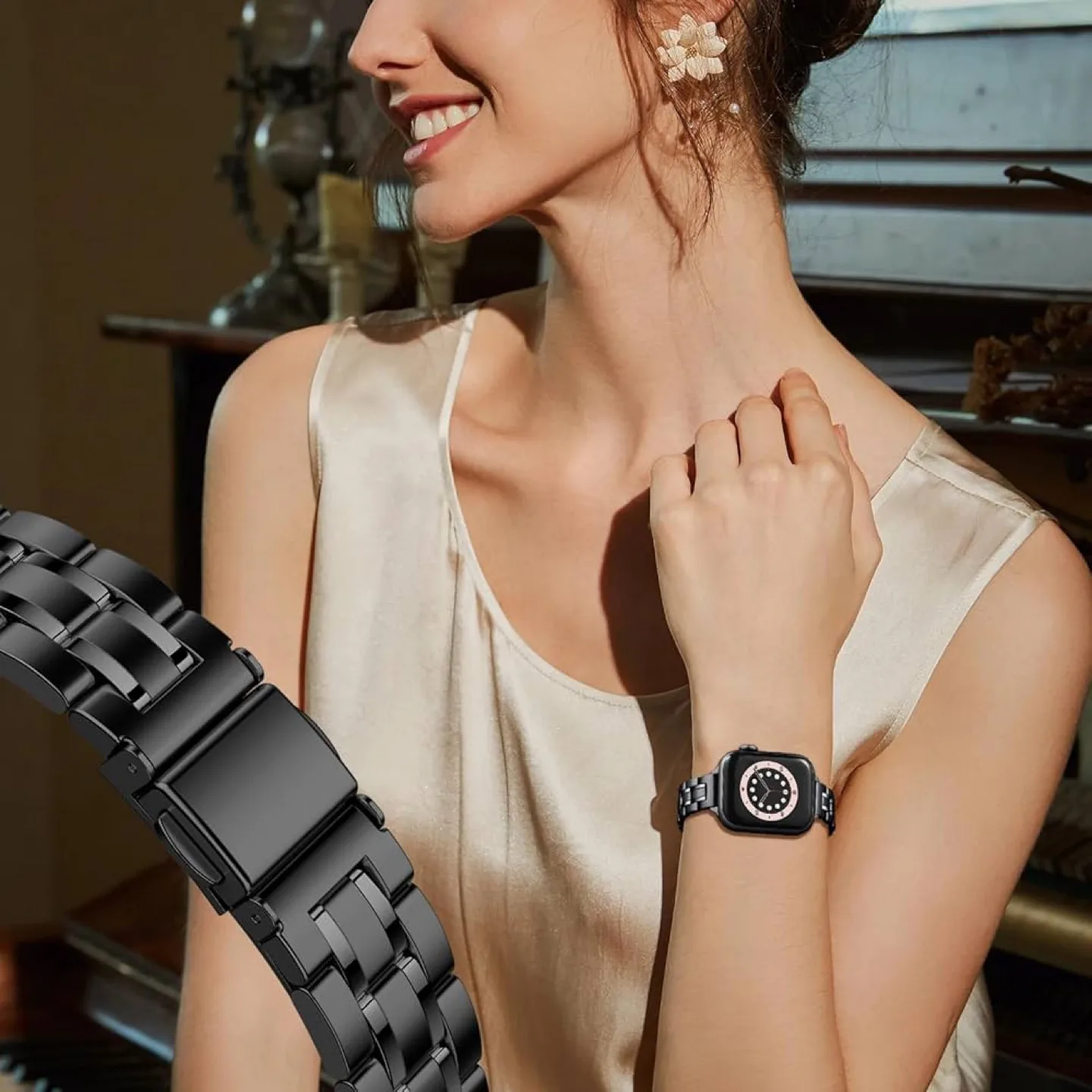 Black Stainless Steel Apple Watch Band image indicator(3)