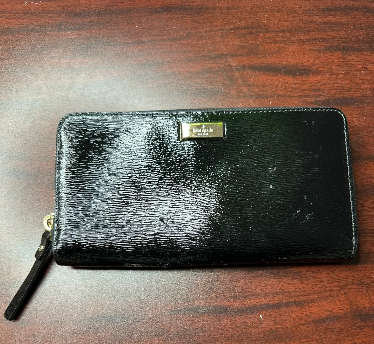 Kate Spade Black Patent Leather Wallet image indicator(2)