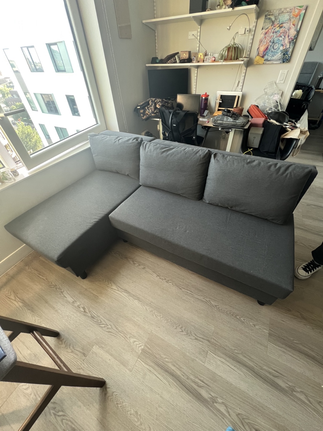 Gray Sleeper Sofa with Storage