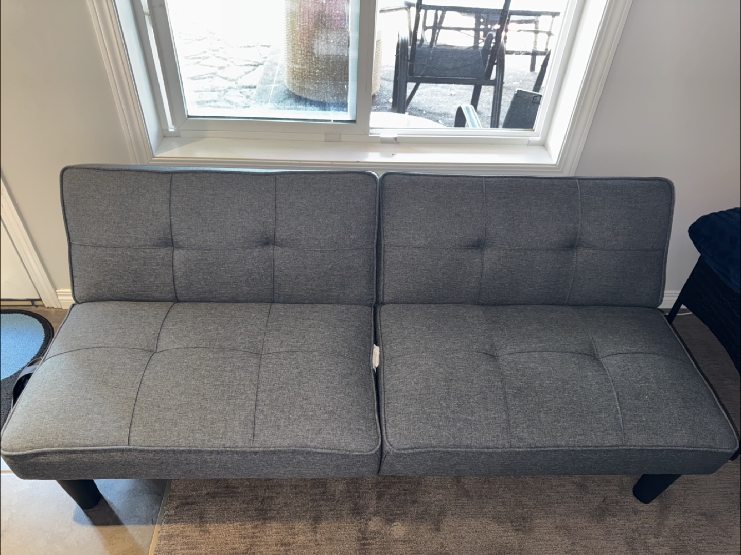 Grey Futon Sofa Bed - Converts to Bed