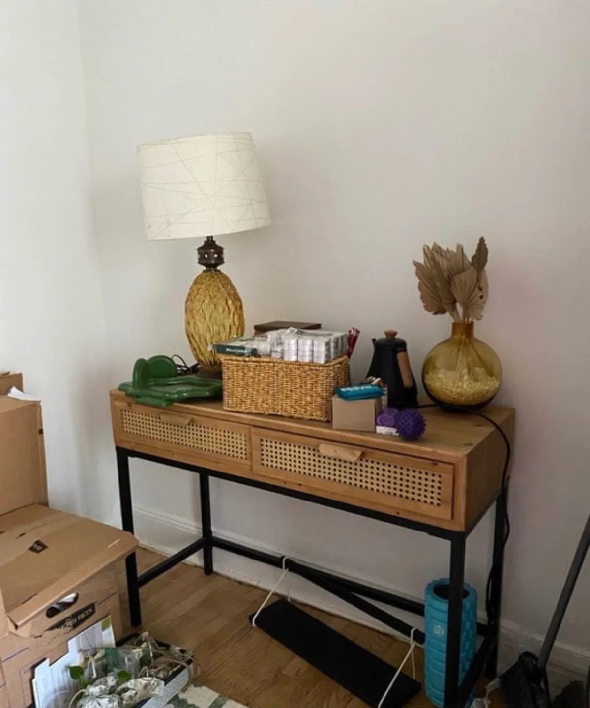 Rattan Console Table with Drawers - #freecycle thumbnail