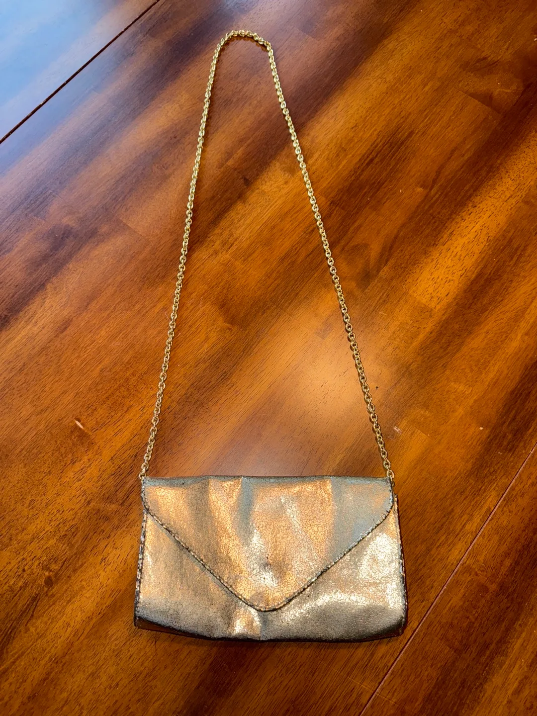 Metallic Gold Clutch with Chain Strap thumbnail