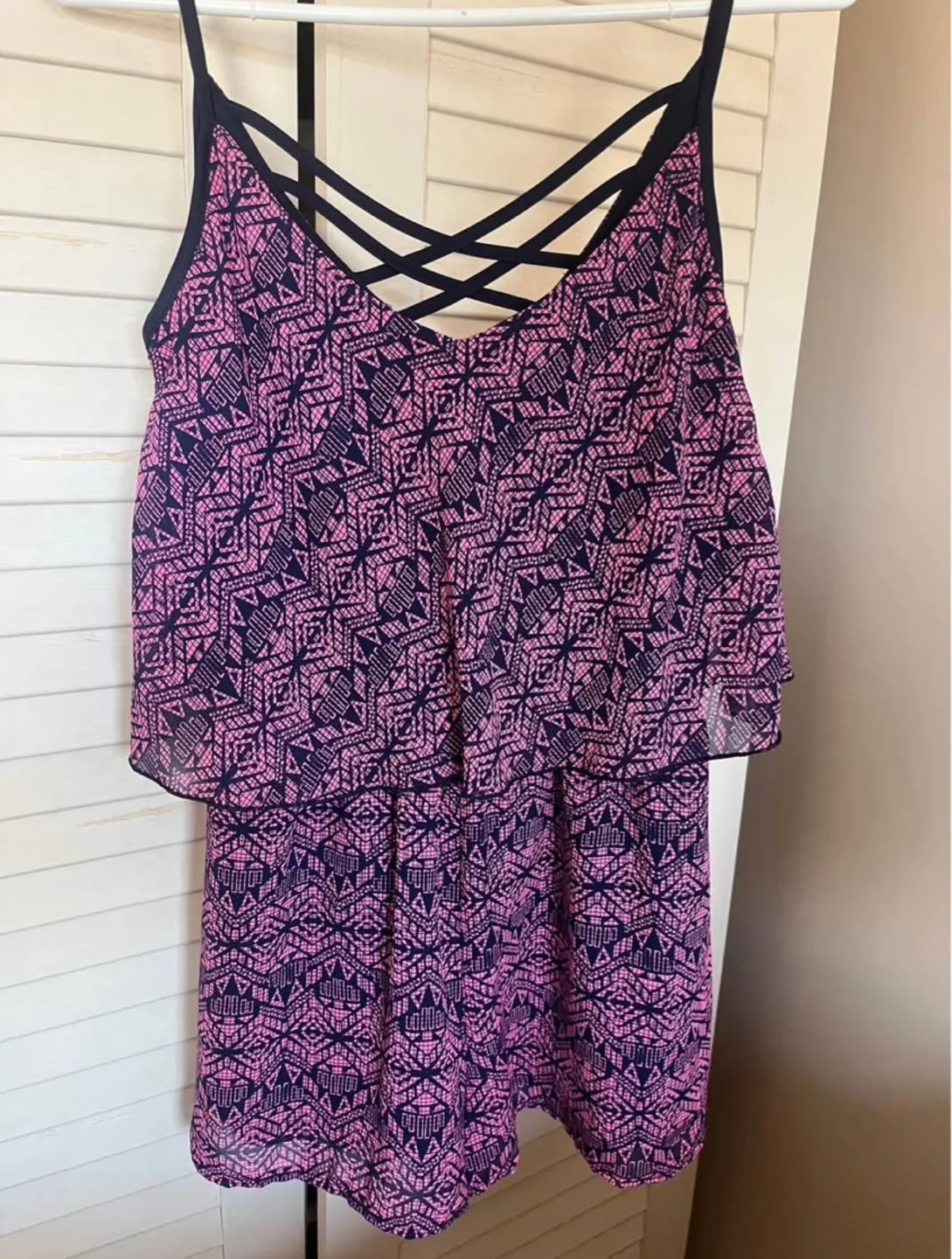Pink & Navy Patterned Romper thumbnail