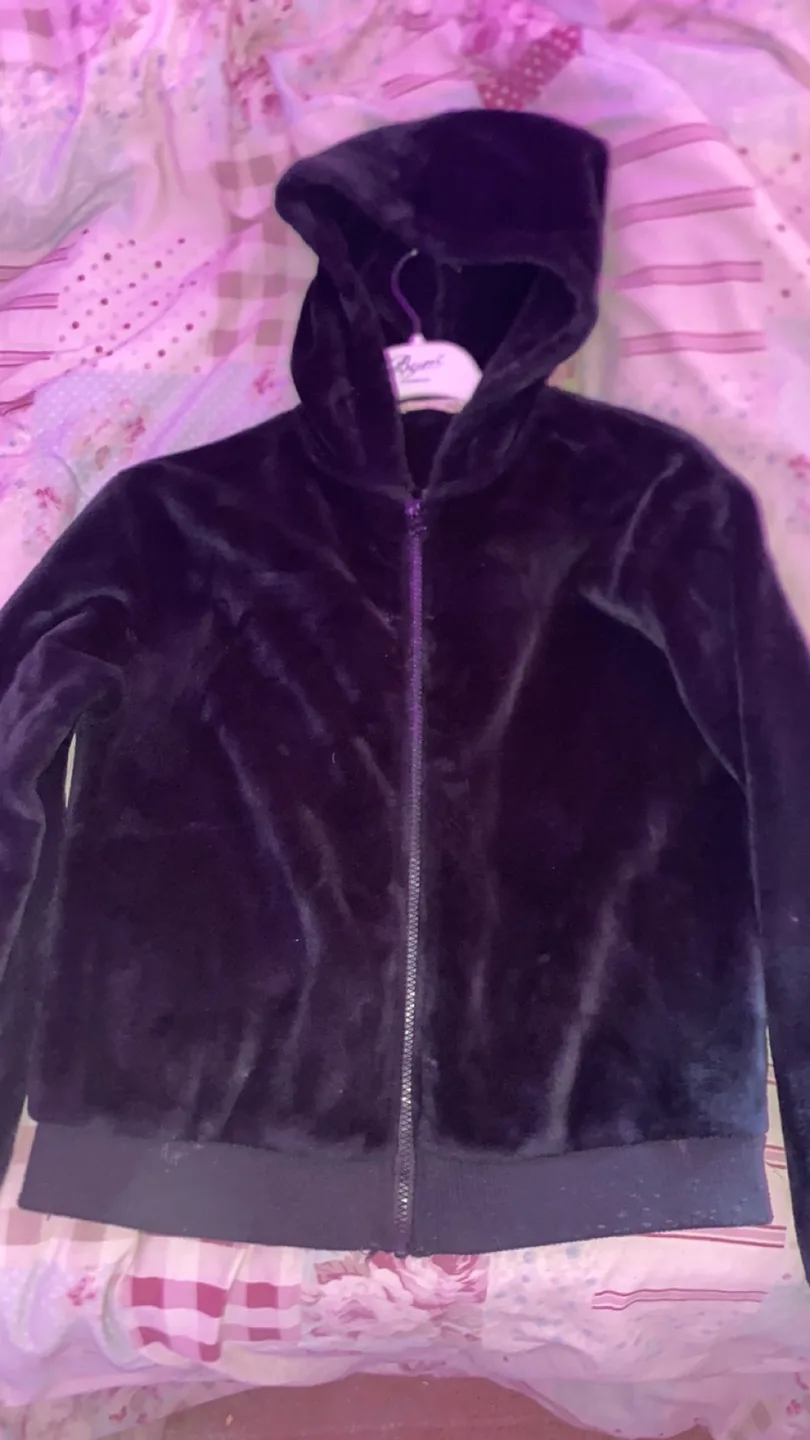 Byers Black Velour Zip-Up Hoodie thumbnail
