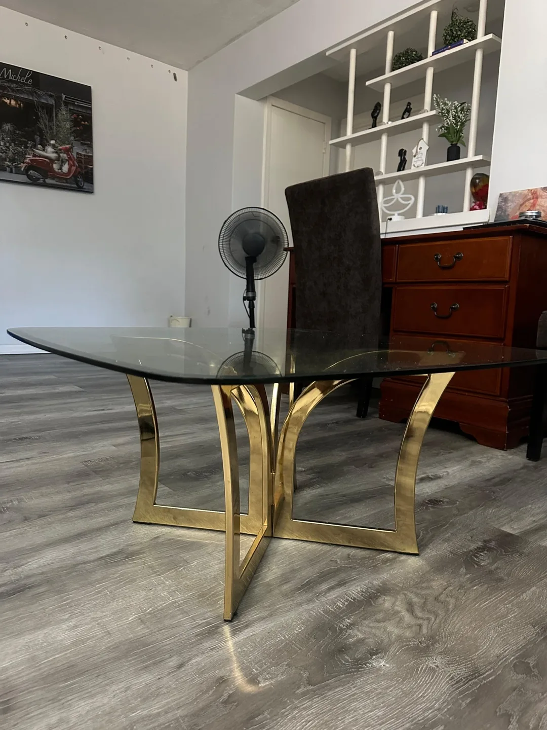 Glass Coffee Table with Gold Base thumbnail