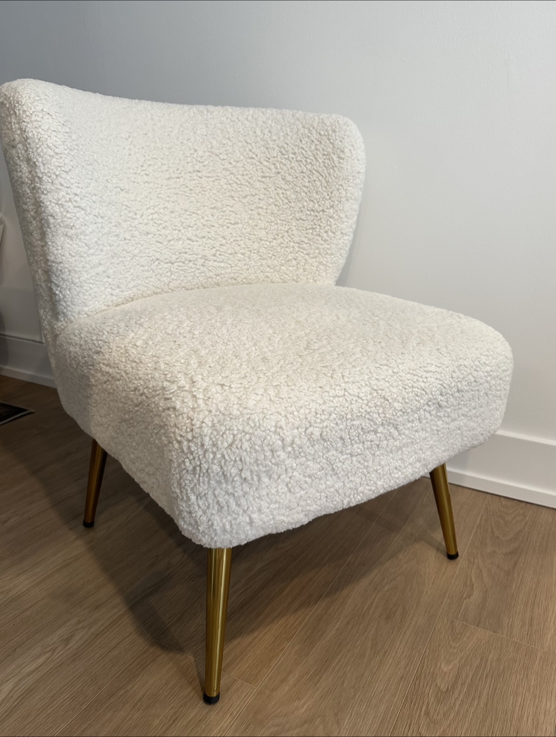 White Boucle Accent Chair