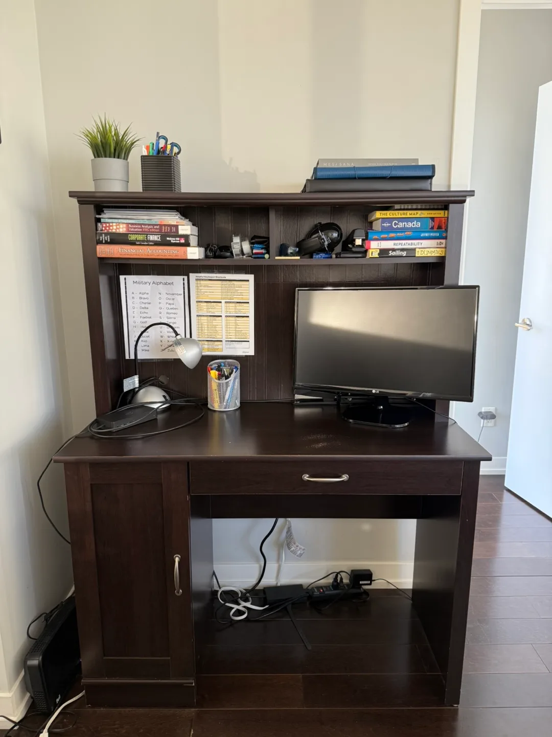 Dark Brown Desk with Hutch thumbnail