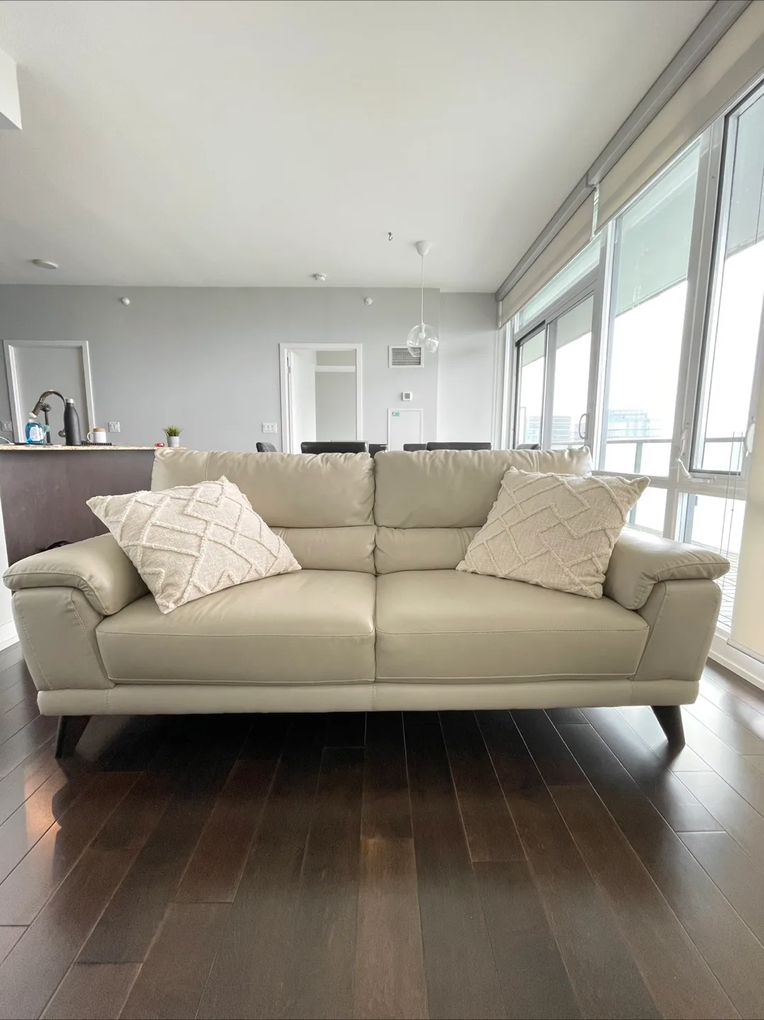 Light Beige Leather Sofa thumbnail