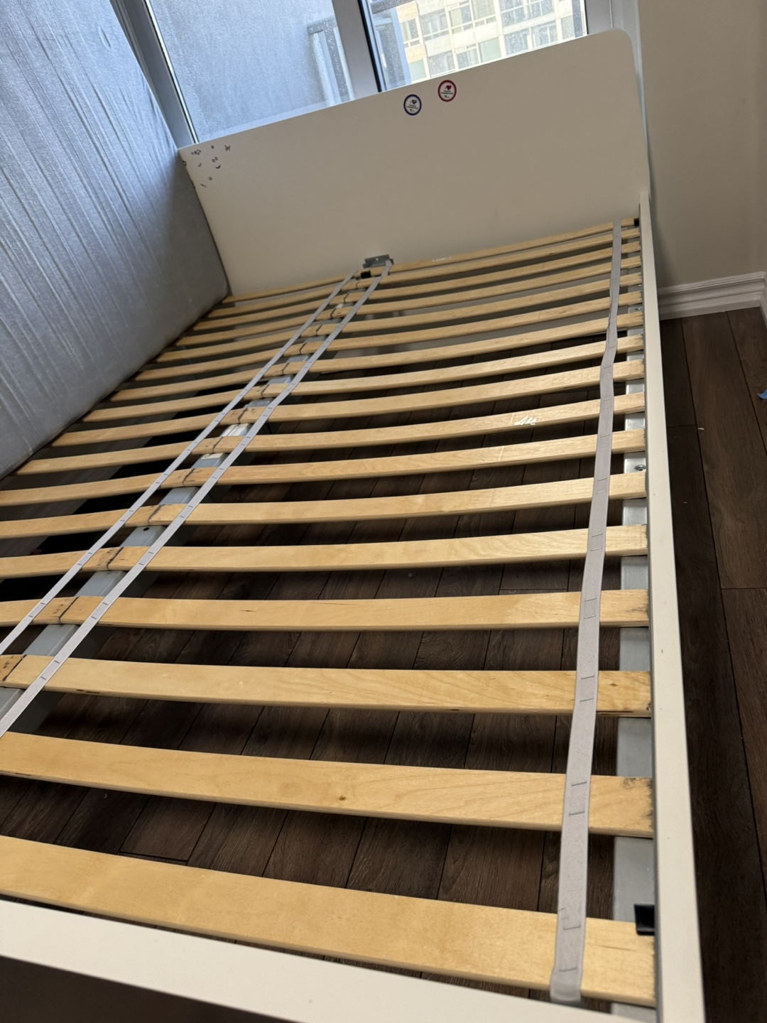 IKEA White Askvoll Queen Bedframe with Slats - photo 3