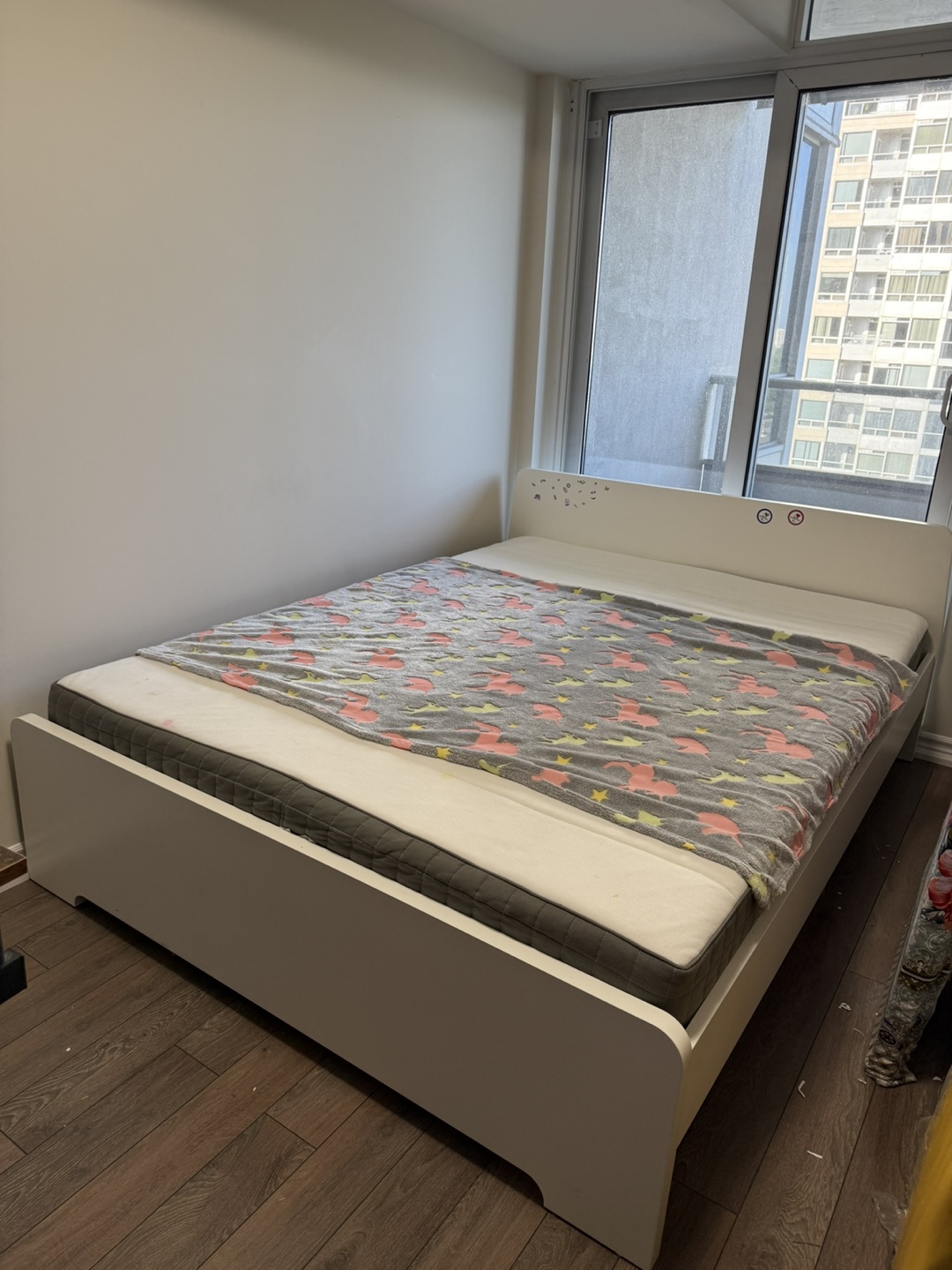 IKEA White Askvoll Queen Bedframe with Slats - photo 2