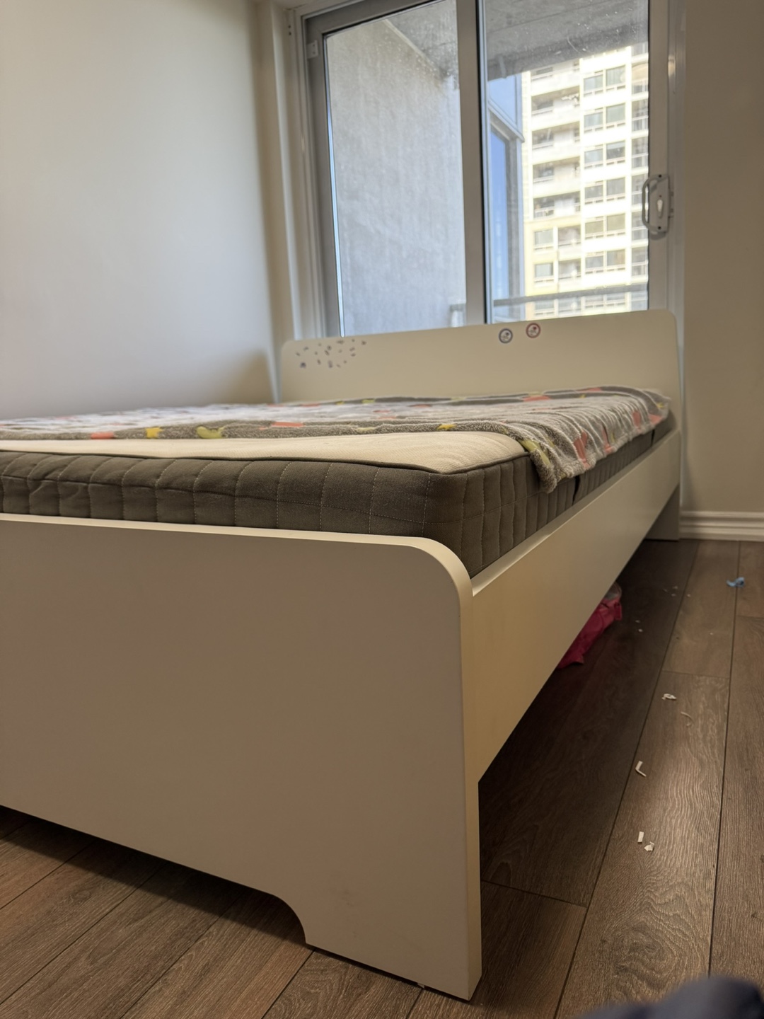 IKEA White Askvoll Queen Bedframe with Slats - photo 4
