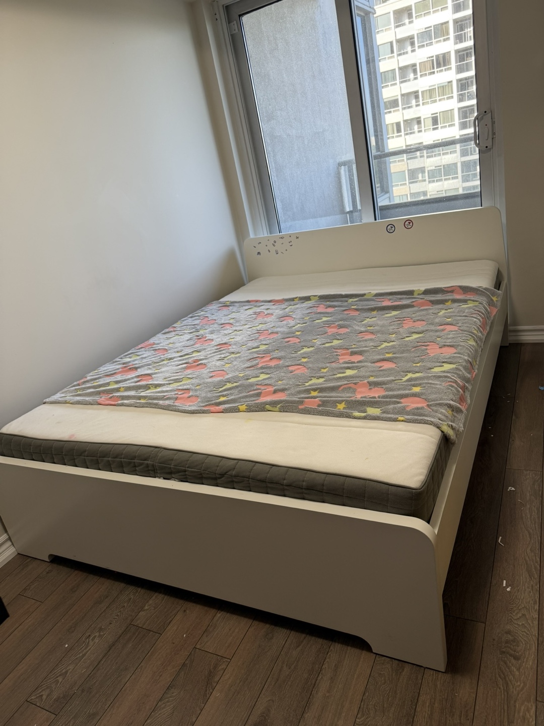 IKEA White Askvoll Queen Bedframe with Slats