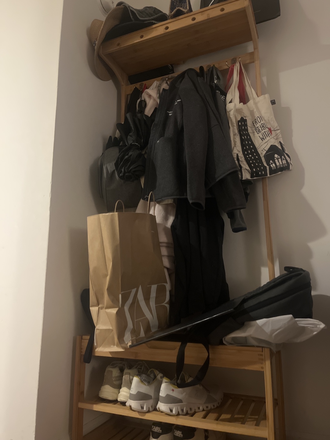 Bamboo Coat Rack Shoe Bench