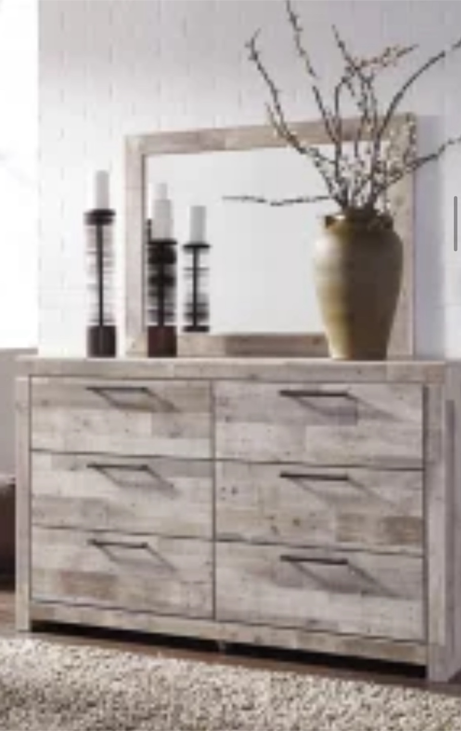 Rustic Wood Dresser with Mirror