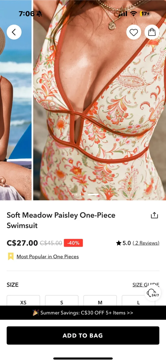 New One-Piece Swimsuit - Size XL thumbnail
