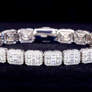 Men’s/Women’s MOISSANITE Baguette Ice Out Bracelet