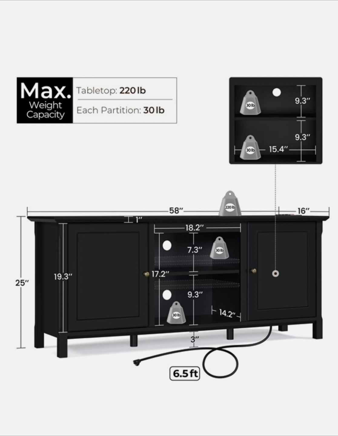 Black media console - photo 4