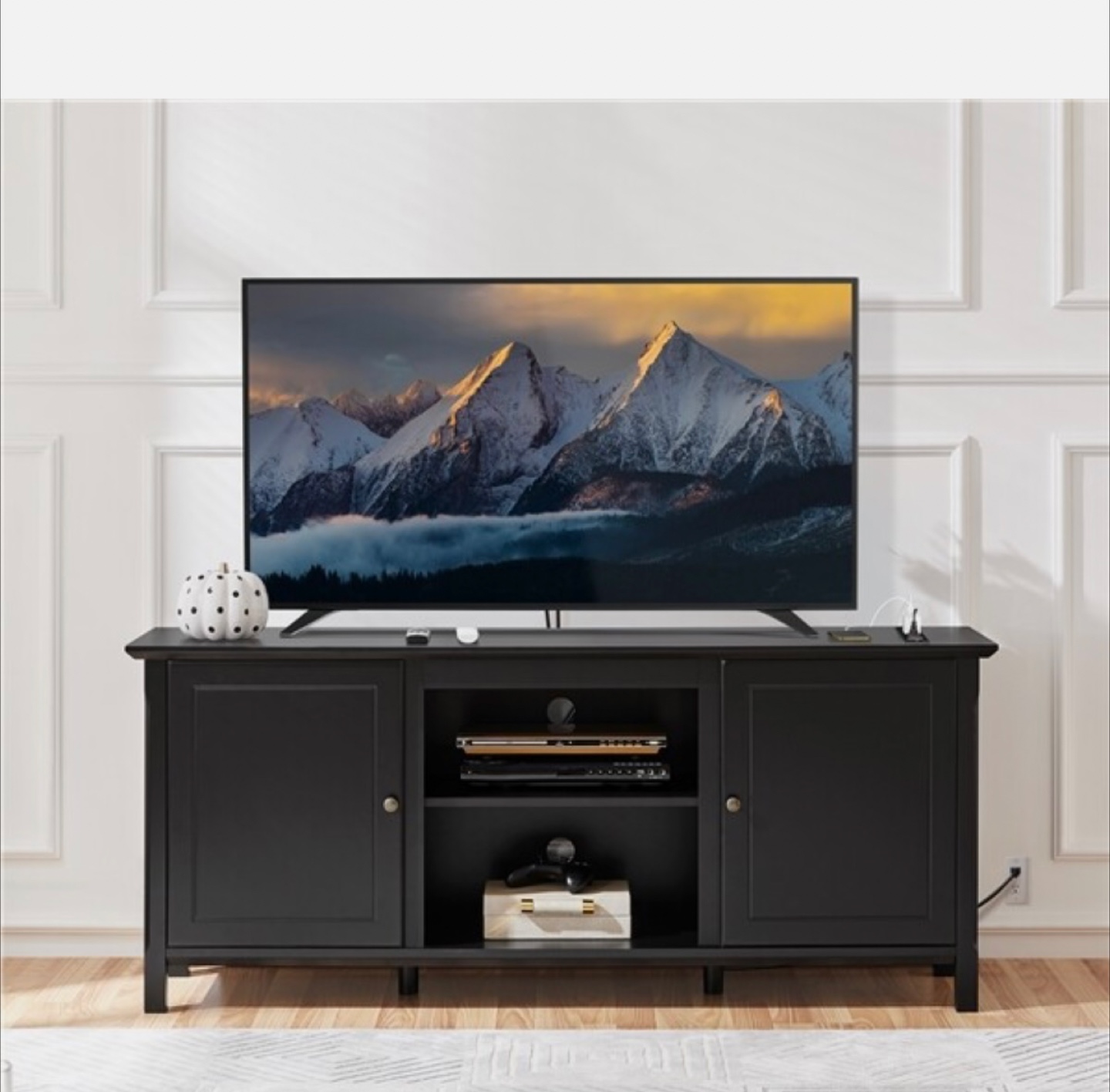 Black media console