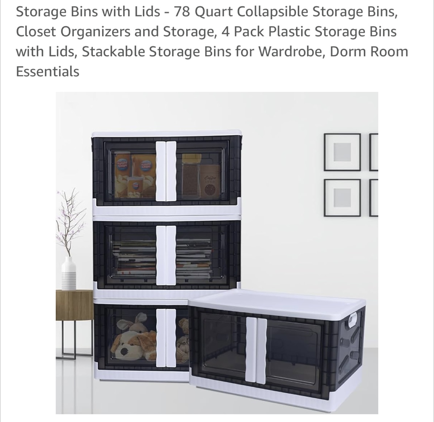 78 Quart Collapsible Storage Bins with Lids - 3 Pack - photo 2