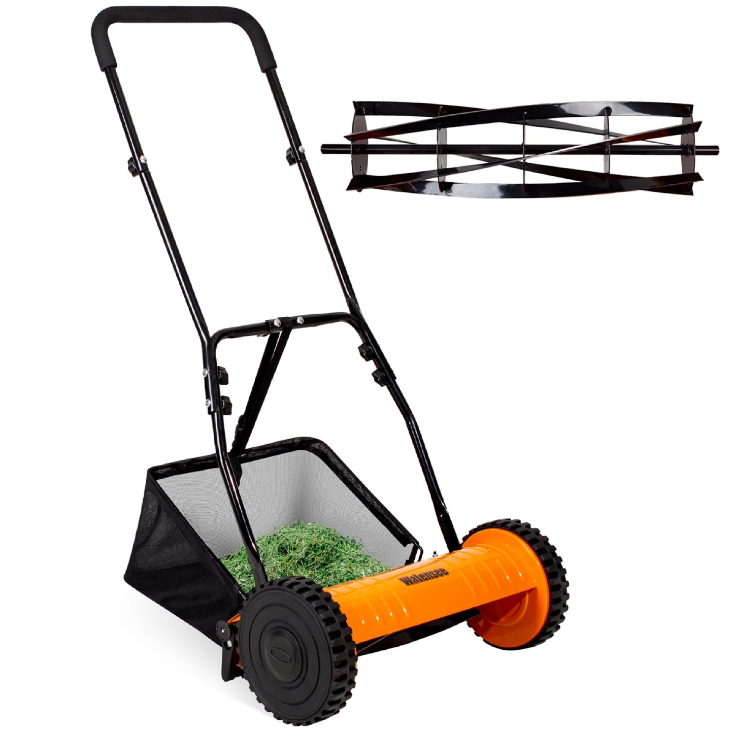 Walensee 14-Inch 5-Blade Push Reel Lawn Mower, Cordless