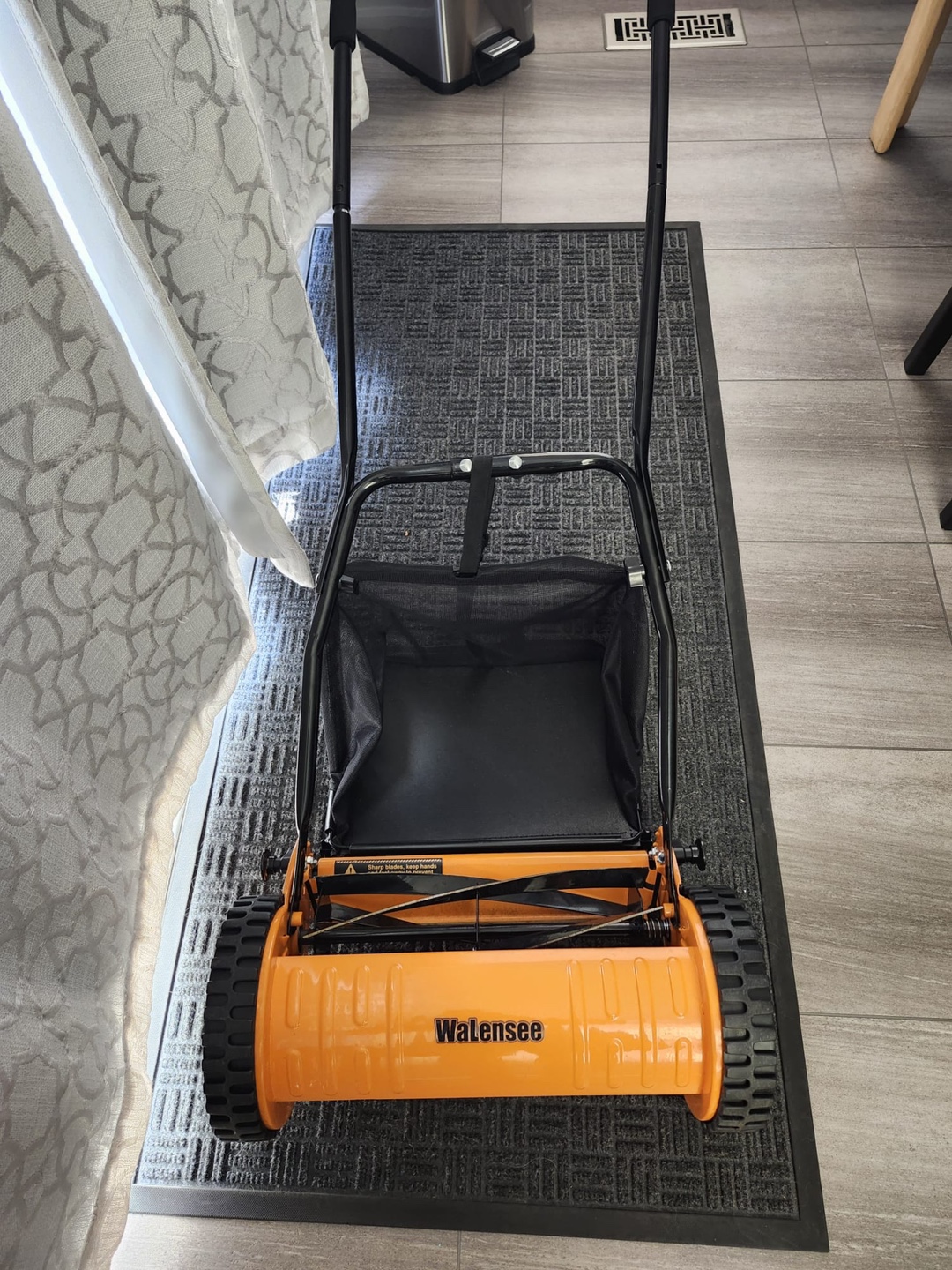 Walensee 14-Inch 5-Blade Push Reel Lawn Mower, Cordless - photo 3