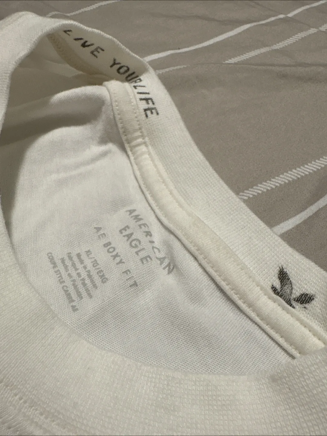 American Eagle Boxy Fit White Graphic T-Shirt image indicator(3)