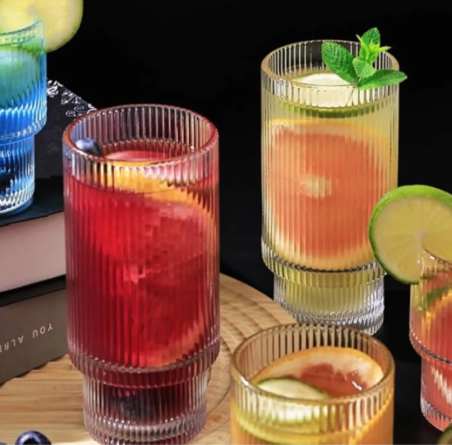 Ribbed Glasses – Set of 8 (11 oz) with Straws – $40 thumbnail